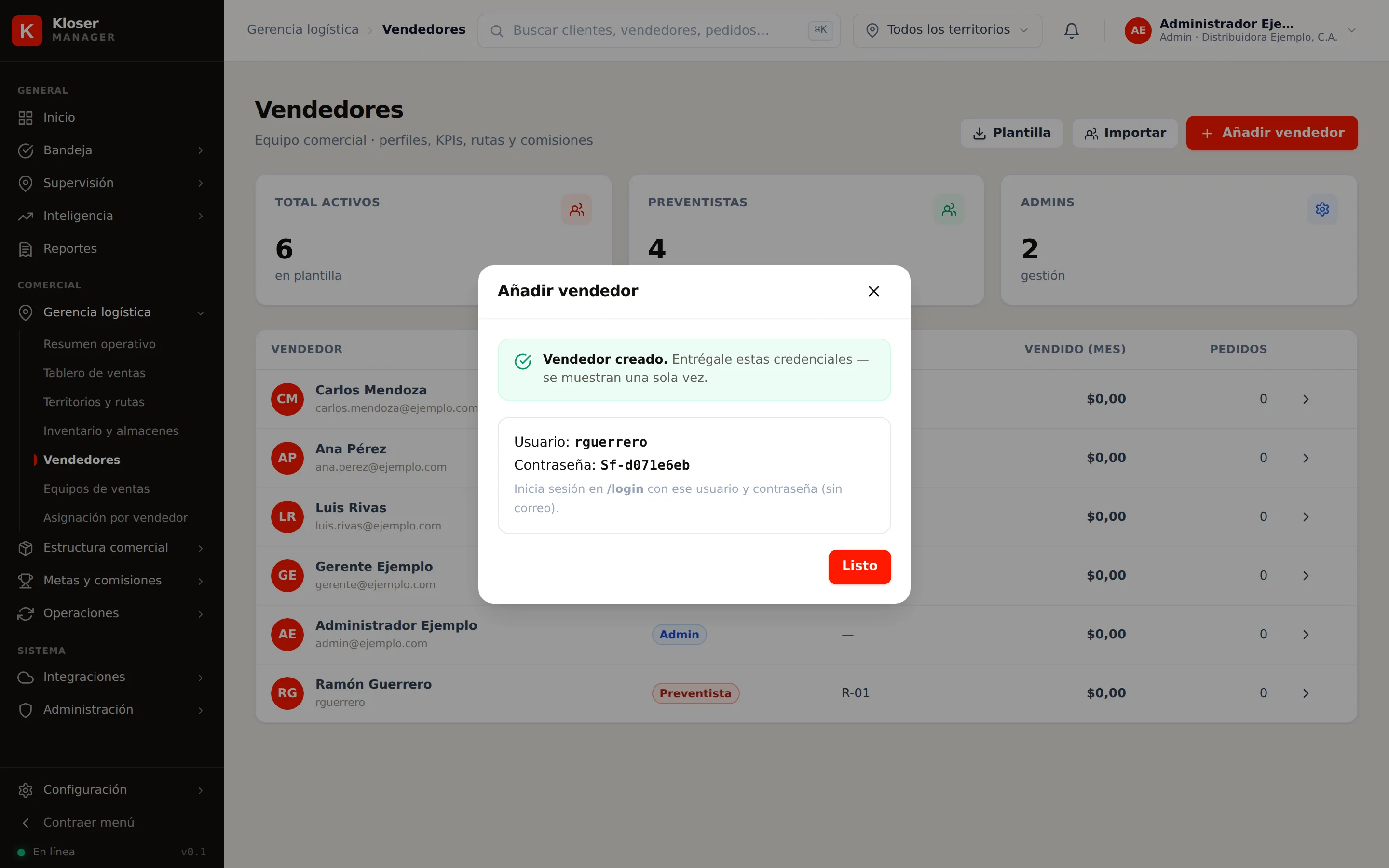La credencial recién creada