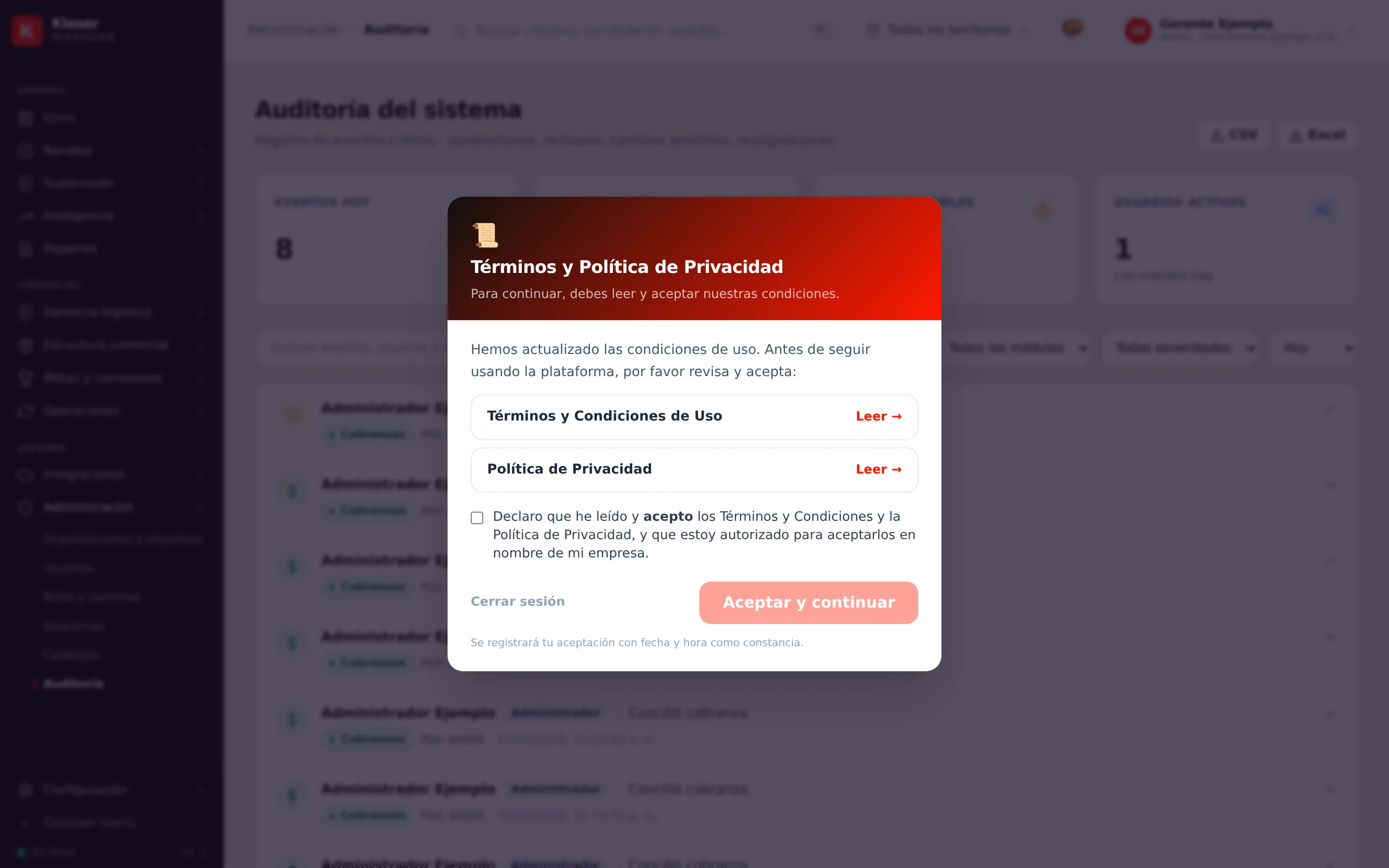 El registro de auditoría