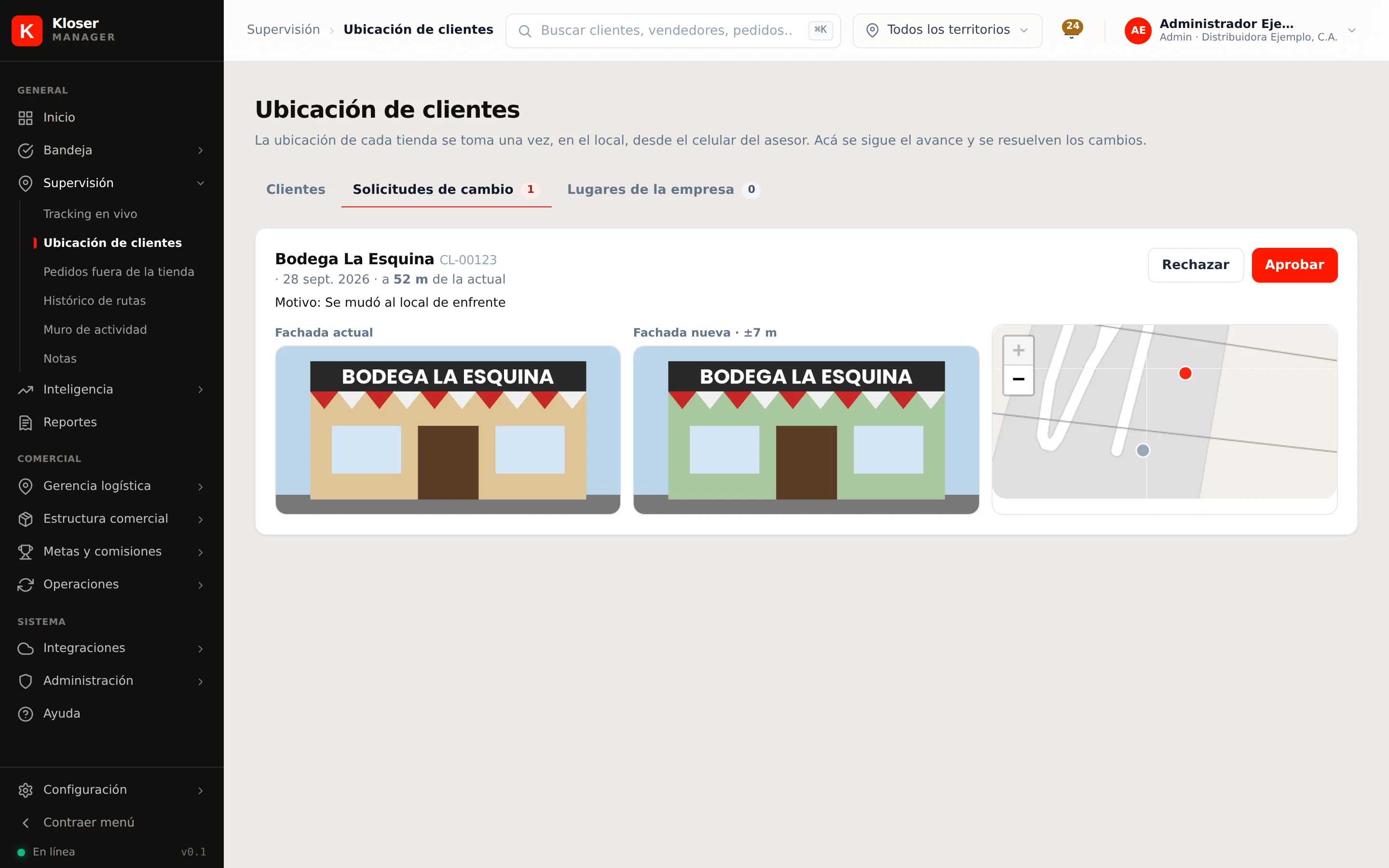 Una solicitud de cambio