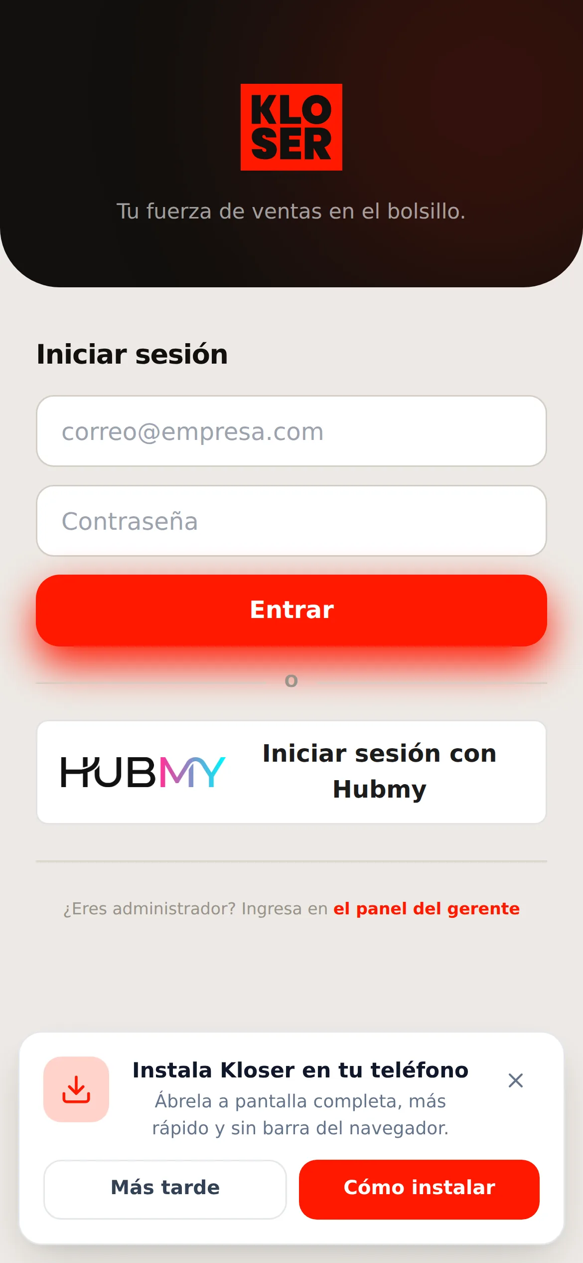El aviso para instalar la app en el teléfono