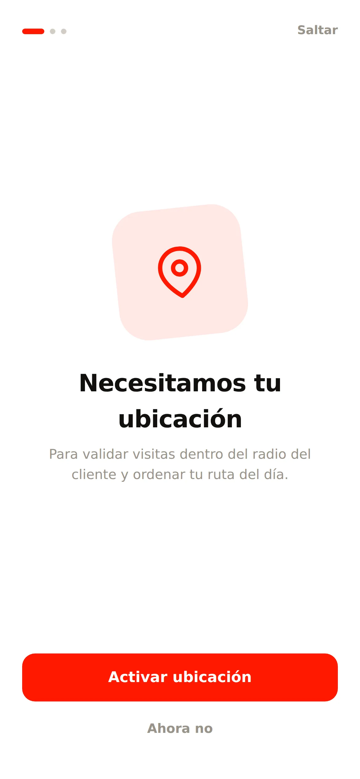 La app pidiendo la ubicación