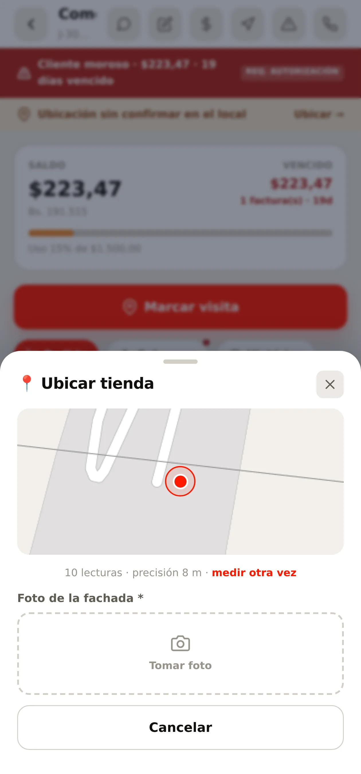 El punto en el mapa y la foto
