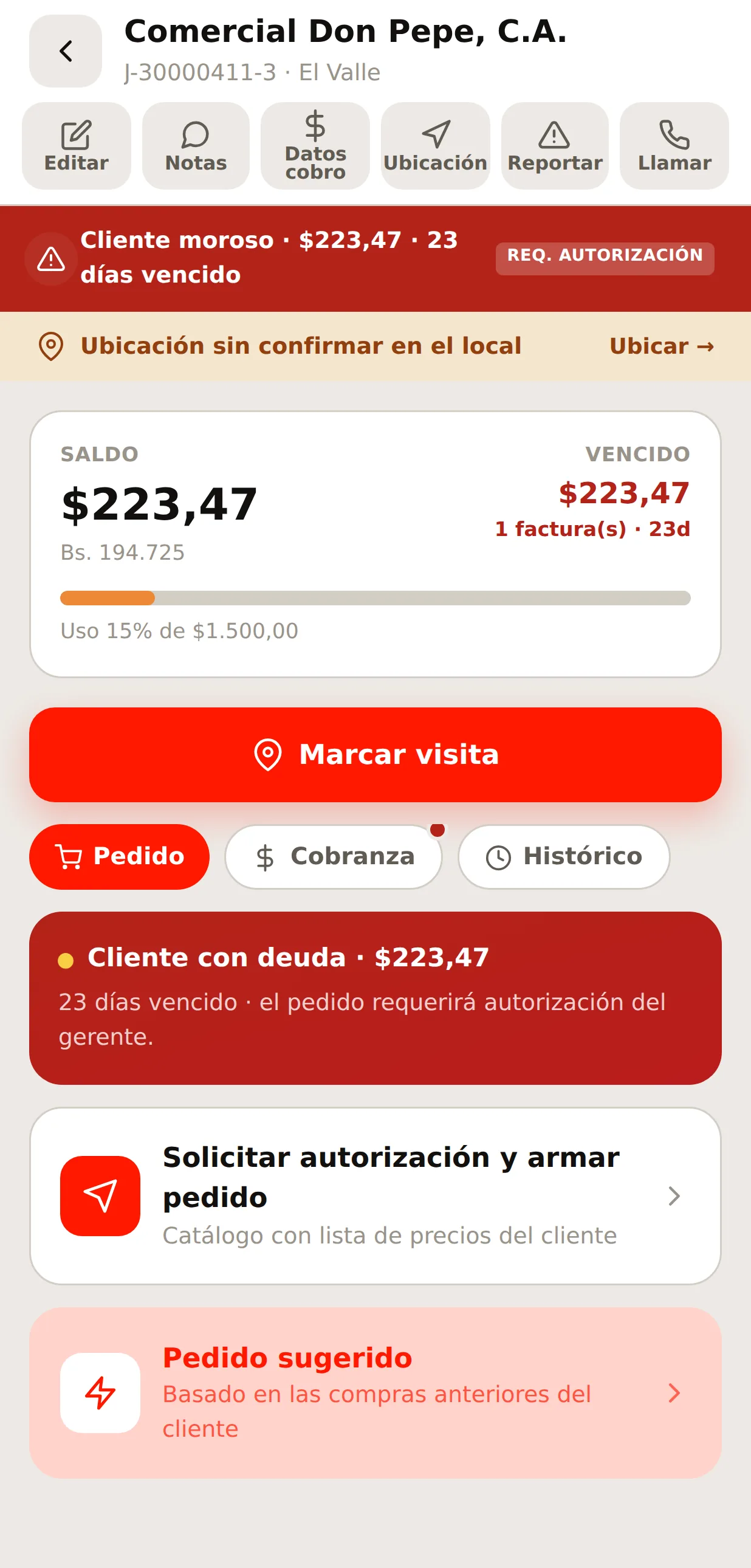 La ficha de un cliente