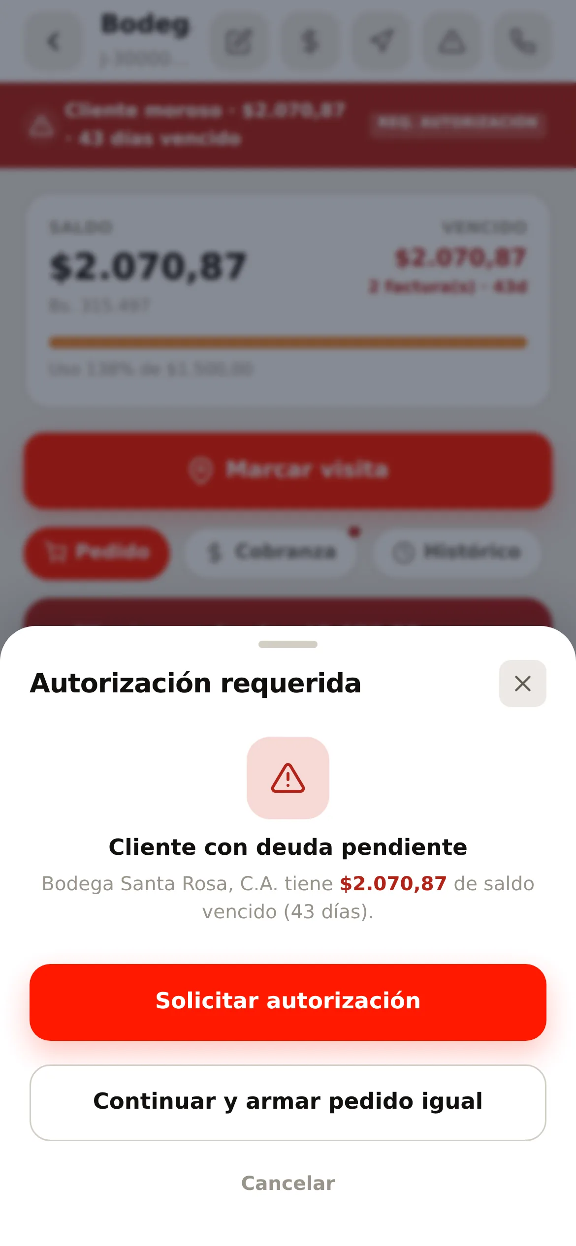 La hoja de autorización requerida